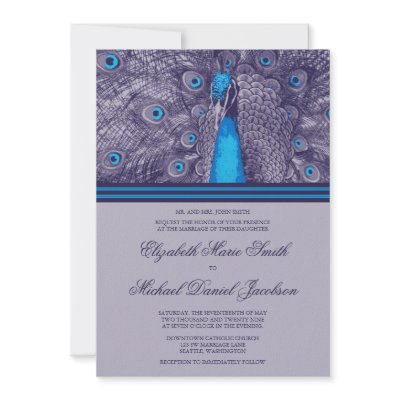 Elegant Purple Teal Peacock Wedding Invitation by printcreekstudio