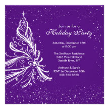 Elegant Purple & White Holiday Party Invitation