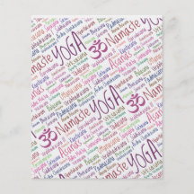 Elegant Purple Yoga Positions Word Cloud Pattern Flyers