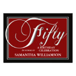 Elegant Red 50th Birthday Invitations