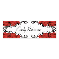 Elegant Red and Black Flowers Business Card