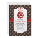 Elegant Red and Brown Holiday Party Invitations