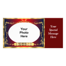 Elegant Red and Gold Photo Greeting Custom Photo Card