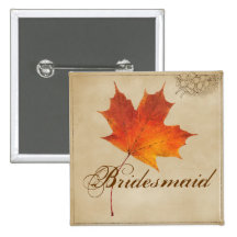 Elegant Red Maple Leaves Fall Wedding Pin