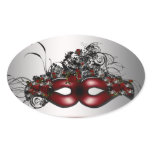 Elegant Red Masquerade Mask Silver Envelope Seal stickers