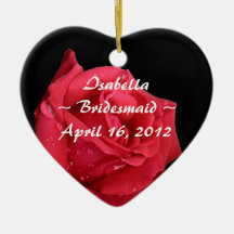 Elegant Red Rose Personalised Bridesmaid Ornaments