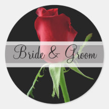 Elegant Red Rose Wedding Stickers