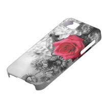 Elegant Red Rose with Black & White background iPhone 5 Case