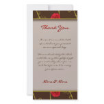Elegant red roses - wedding thank you photo cards