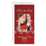Elegant Red Satin Save the DateYour Photo photo cards