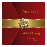 Elegant Red Velvet gold jewel Invitation