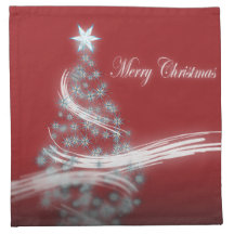 Elegant red white Christmas Tree Star decor napkin