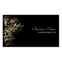 Elegant Retro Gold Flower Swirls Business Card Templates