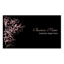 Elegant Retro Pink Flower Swirls Business Card Templates