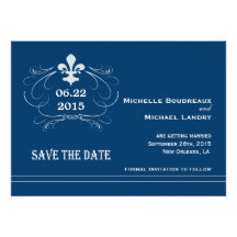 Elegant Retro Style Fleur de Lis Save the Date Custom Invites