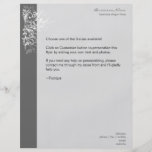Elegant Retro White Flower Swirls Dark Grey Personalised Flyer