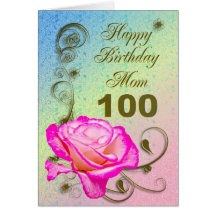 Elegant rose 100th birthday card for Mum