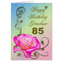 Elegant rose 85th birthday card for Grandma