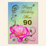 Elegant rose 90th birthday card for Mum cards