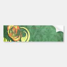 elegant roses on green damask design bumper stickers
