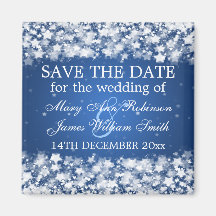 Elegant Save The Date Dazzling Stars Blue Magnet