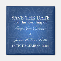 Elegant Save The Date Love Flourish Blue Magnet