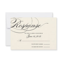 Elegant Script Response Card - Black/Off White Personalised Announcement