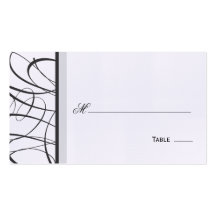Elegant Script Table Seating/Place Card - Black Business Card Template
