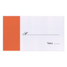 Elegant Script Table Seating/Place Card - Orange Business Card