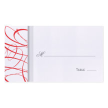 Elegant Script Table Seating/Place Card - Red Business Card Templates
