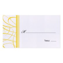 Elegant Script Table Seating/Place Card - Yellow Business Card Templates