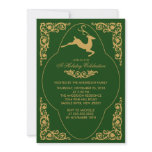 Elegant Scroll Reindeer Christmas Party Invitation