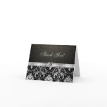 Elegant Silver and Black Damask with Diamond Heart cards