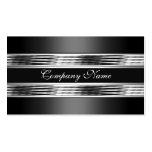 Elegant Silver Chrome Metal Black 3 Business Card