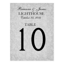 Elegant Silver Grey Wedding Table Number Card Postcard