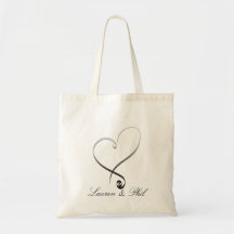 Elegant silver heart DIY Template Canvas Bags