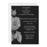 Elegant Silver Peony Black Floral Wedding Invite invitations