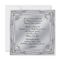 Elegant Silver Swirl 25th Wedding Anniversary Personalized Announcement