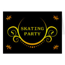 elegant skating party greeting cards