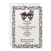 Elegant skulls Halloween wedding bridal shower Personalised Invites