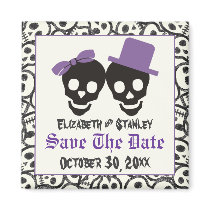 Elegant skulls Halloween wedding Save the Date Magnets