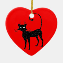 Elegant Spotted Black Cat Ornament