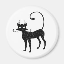 Elegant Spotted Black Cat Refrigerator Magnet