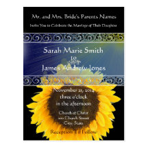 Elegant SunFlower Wedding Invitation Postcard