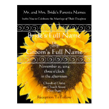 Elegant SunFlower Wedding Invitation Postcards