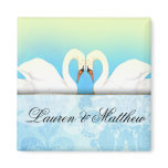 Elegant Swans with blue and green Magnets