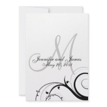 Elegant Swirl Monogram Wedding Invitation Back