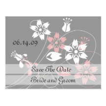 Elegant Swirls And Flowers Save The Date Postcards