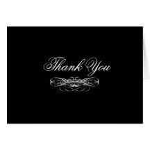 Elegant Swirls in White Thank You Blank Notecard