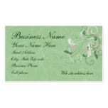 Elegant Swirls on Glittered Green Background Business Card Template